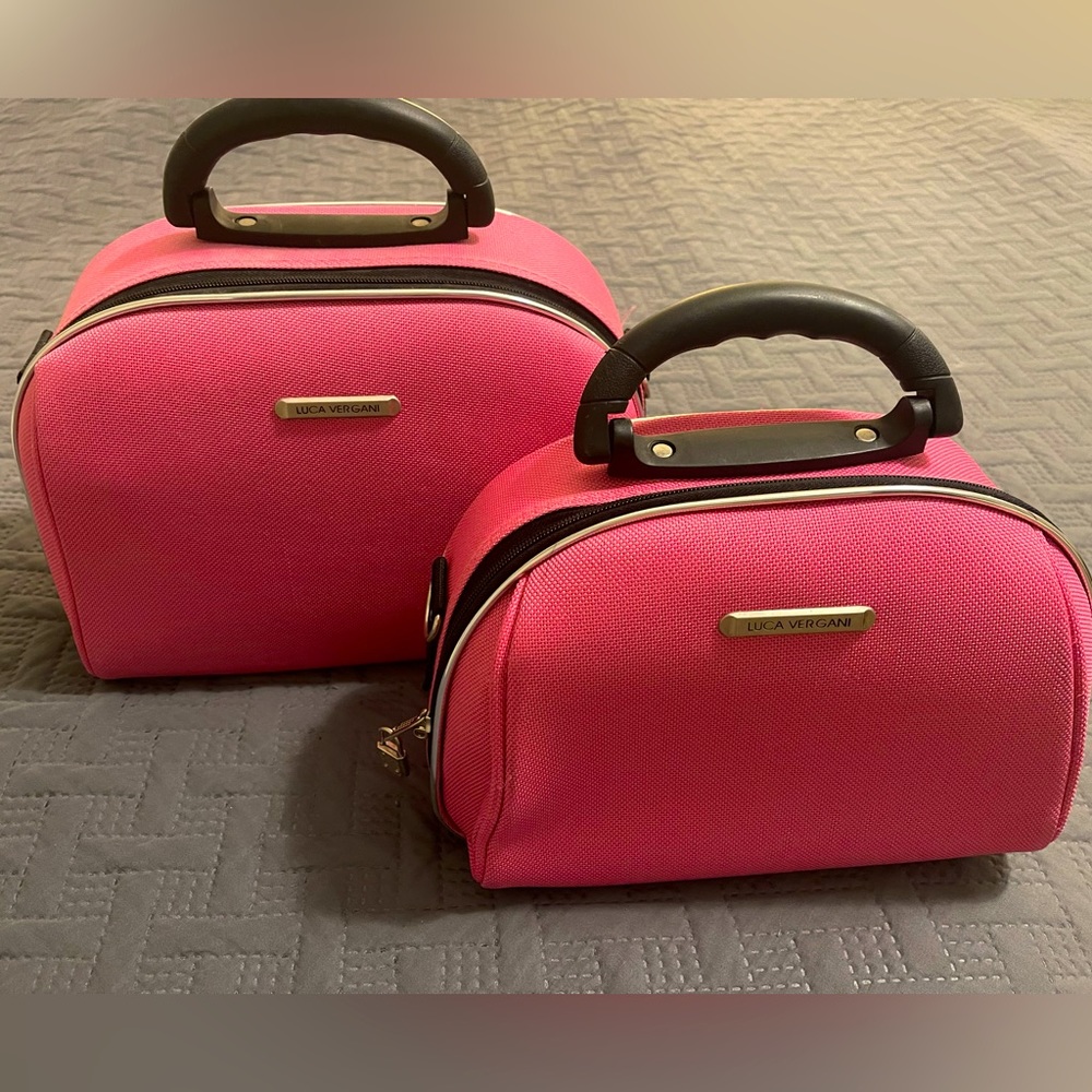 Hot Pink Luca Vergani two piece cosmetic set